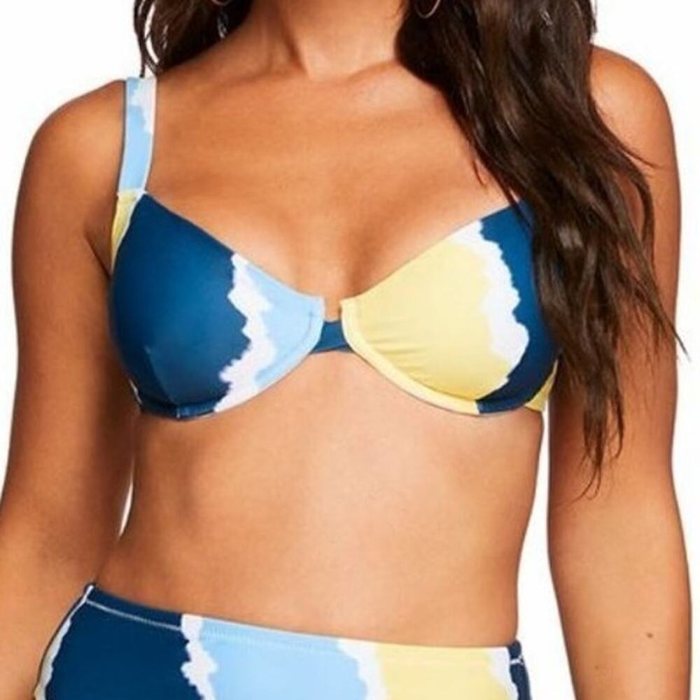 Jessica Simpson Women's Sol Multi Smooth Sailing Swim Bikini Top Size L